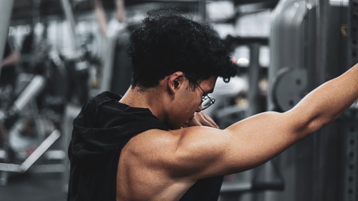 A man working out in a gym